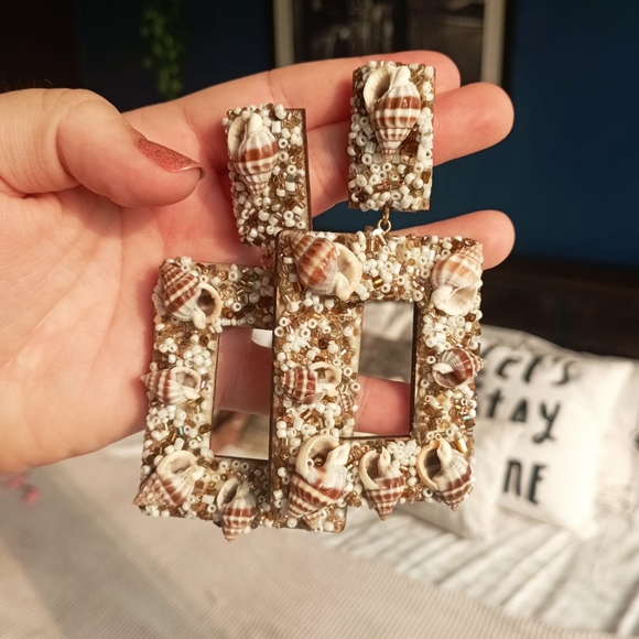 Boho Seashell Statement Earrings - Picture 5 of 15